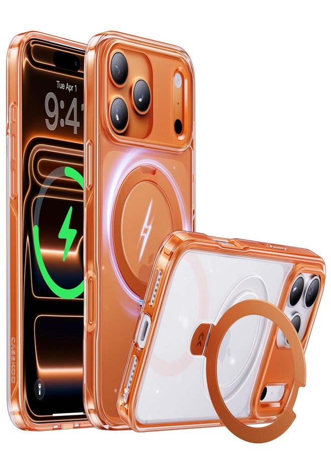 جراب CASEKOO الرسمي باللون البرتقالي الكوني لهاتف iPhone 17 Pro Max مع حامل مغناطيسي فائق، مناسب لـ MagSafe، حماية عسكرية بطول 16 قدمًا، غطاء شفاف رفيع لهاتف iPhone 17 Pro Max 6.9 بوصة، برتقالي - Image 1