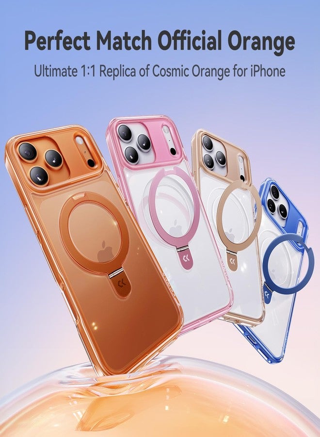 جراب CASEKOO الرسمي باللون البرتقالي الكوني لهاتف iPhone 17 Pro Max مع حامل مغناطيسي فائق، مناسب لـ MagSafe، حماية عسكرية بطول 16 قدمًا، غطاء شفاف رفيع لهاتف iPhone 17 Pro Max 6.9 بوصة، برتقالي - Image 2