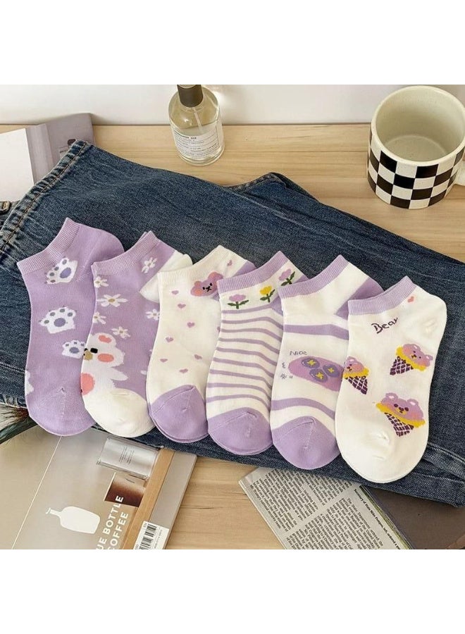 Trendora  Women's Cotton Ankle Socks, Mixed Colours, 5 Pairs, Cotton Blend, Casual Comfort, Closed Toe - Image 2