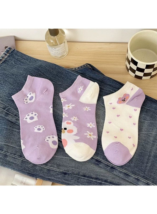 Trendora  Women's Cotton Ankle Socks, Mixed Colours, 5 Pairs, Cotton Blend, Casual Comfort, Closed Toe - Image 4