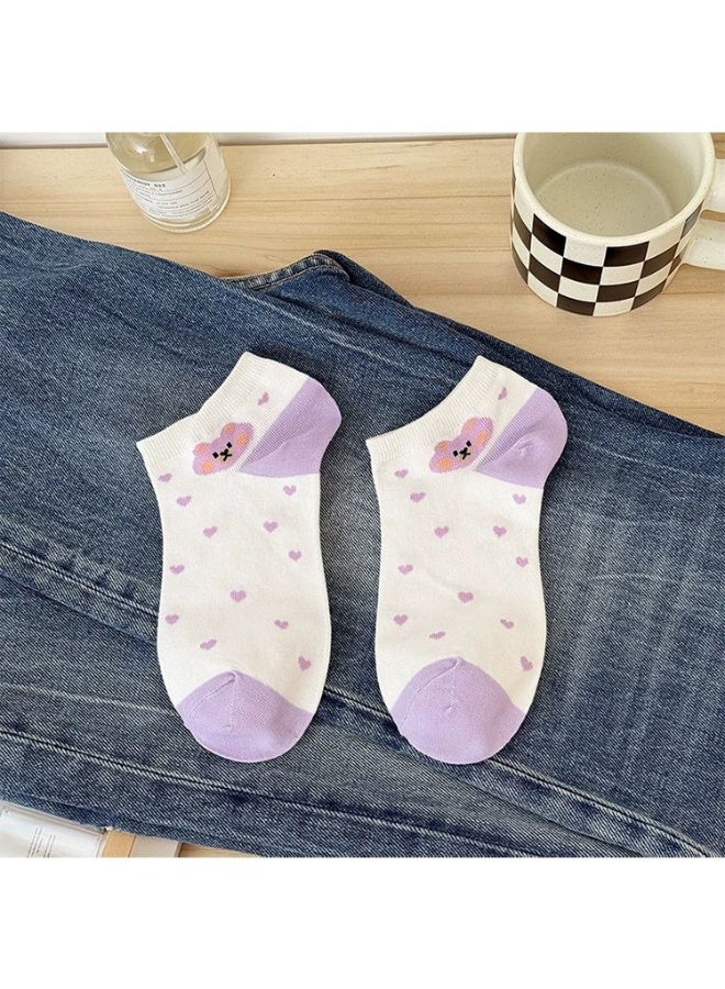 Trendora  Women's Cotton Ankle Socks, Mixed Colours, 5 Pairs, Cotton Blend, Casual Comfort, Closed Toe - Image 5