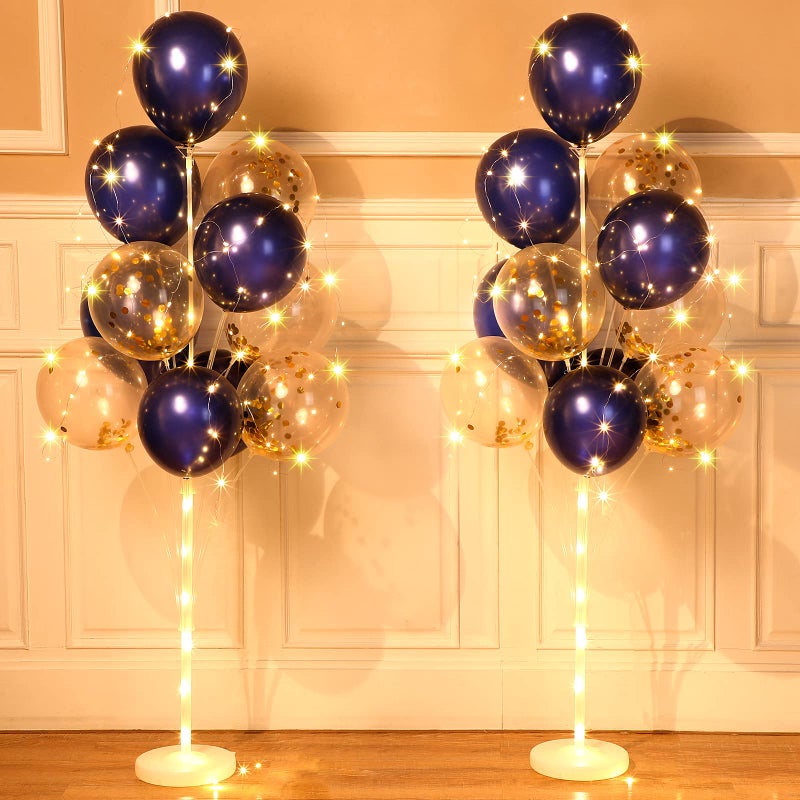 Sosation 2 Set Floor Balloon Column Stand Kit with 40 Balloons and LED Light Holder Ideal for Graduation Birthday Wedding Baby Shower Party Decor SuppliesNavy Blue - Image 3
