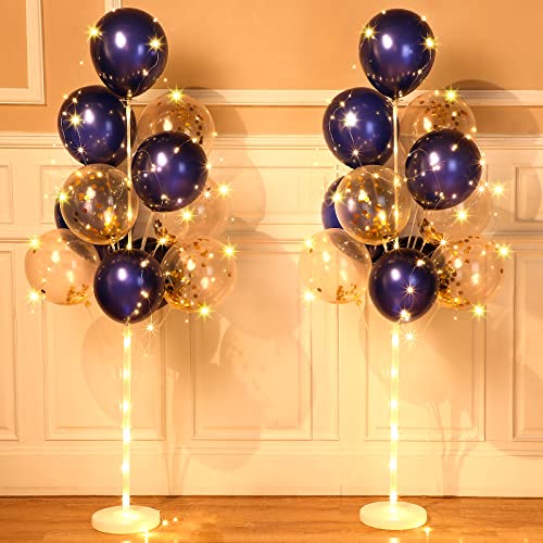 Sosation 2 Set Floor Balloon Column Stand Kit with 40 Balloons and LED Light Holder Ideal for Graduation Birthday Wedding Baby Shower Party Decor SuppliesNavy Blue - Image 1