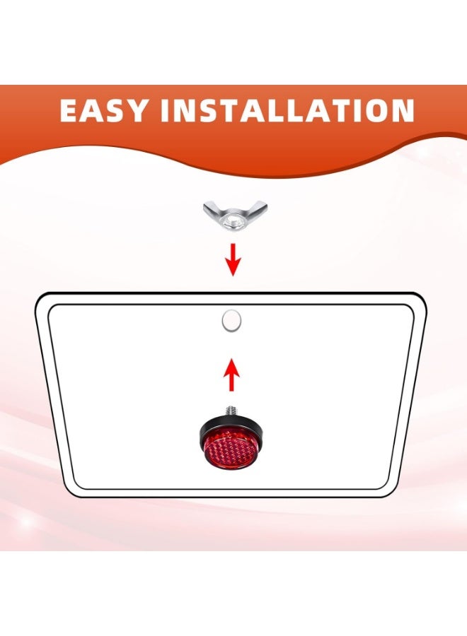 Red Reflector Motorcycle License Plate Brackets Bolts and Nuts, 8PCS Warning Reflective Screws, Bright License Plate Bolts - Image 3