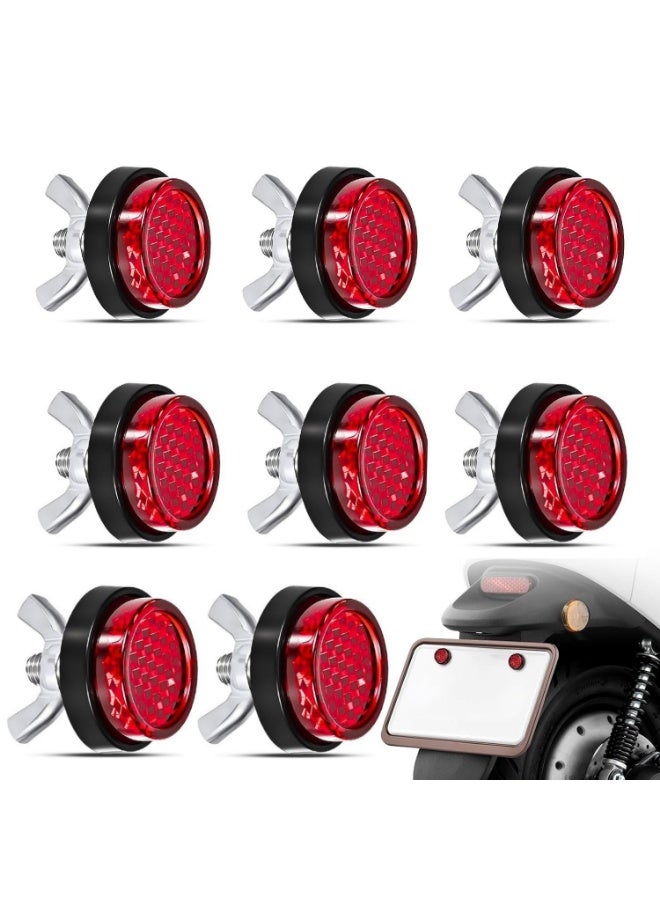 Red Reflector Motorcycle License Plate Brackets Bolts and Nuts, 8PCS Warning Reflective Screws, Bright License Plate Bolts - Image 1