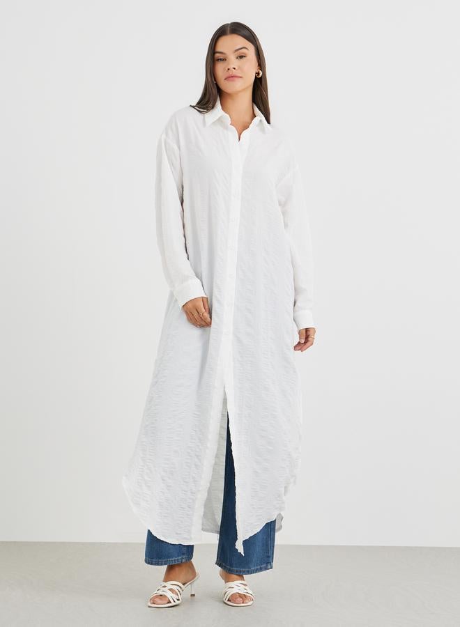 Styli Plain Regular Fit Button Closure Maxi Kimono - Image 2