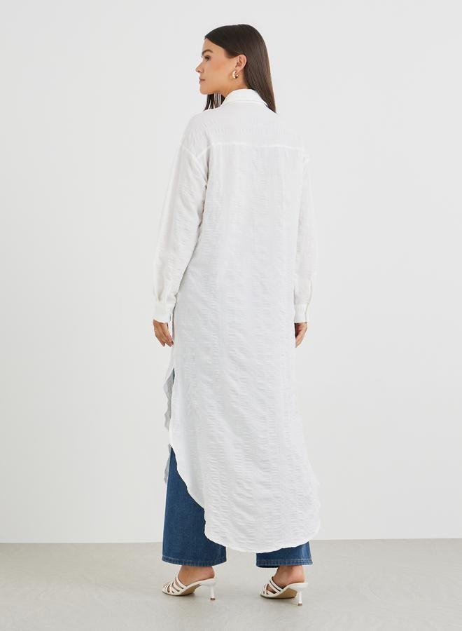 Styli Plain Regular Fit Button Closure Maxi Kimono - Image 5