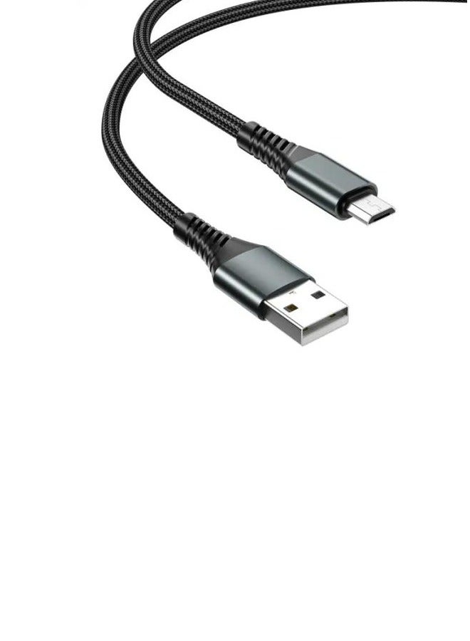 micro speed Micro USB Cable 1M Nylon Braided Wire Fast Quick Charger Micro USB 2.0 for Android Charging Compatible and Universal Black - Image 2