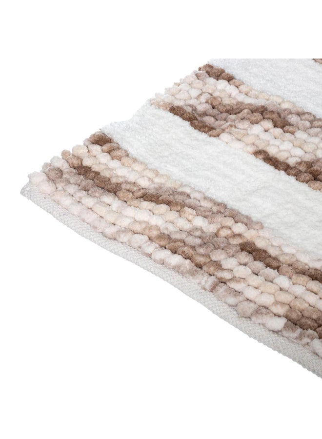Five Simply Smart Rectangular Thick Bathmat Taupe and White 50 x 75 cm 174628A - Image 3