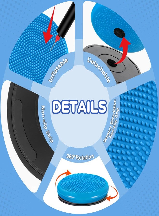 Fimeetoy Wiggle Seat Cushion,Fimeetoy Sensory Spinning Chair,ADHD Tools for Kids,Flexible Seating Classroom & Home,Inflatable Wobble Balance Disc-Blue - Image 4