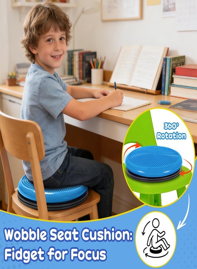 Fimeetoy Wiggle Seat Cushion,Fimeetoy Sensory Spinning Chair,ADHD Tools for Kids,Flexible Seating Classroom & Home,Inflatable Wobble Balance Disc-Blue - Image 2