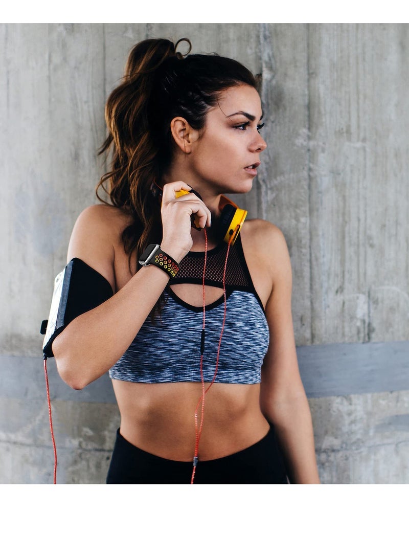 Compatible for Apple Watch Band 38mm 40mm 41mm 42mm for Women Men, Air Holes Design Soft Silicone Sport Strap Compatible with iWatch Series 11/10/9/8/7/6/5/4/3/2/1 SE 3/2/1 Black/Colorful - Image 4