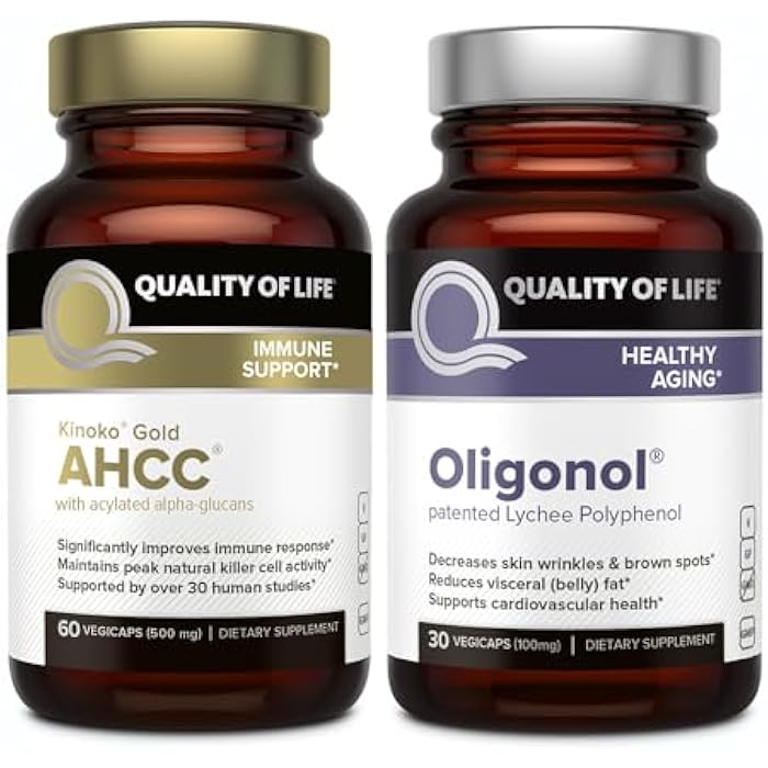 Quality of Life Features Kinoko Gold AHCC and Oligonol Lychee Extract - Immune Support Healthy Aging Bundle - Image 1