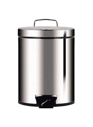 Basket Trash Can Stainless Steel with Lid, Foot Pedal Round Bathroom Garbage Can with Plastic Removable Inner Wastebasket, Dustbin with (12 Liter)-Silver - pzsku/Z6764AE16C942F6BDD8D9Z/45/_/1735938402/2a718fe8-fc1b-4b2d-af51-9e0e8d121cc2