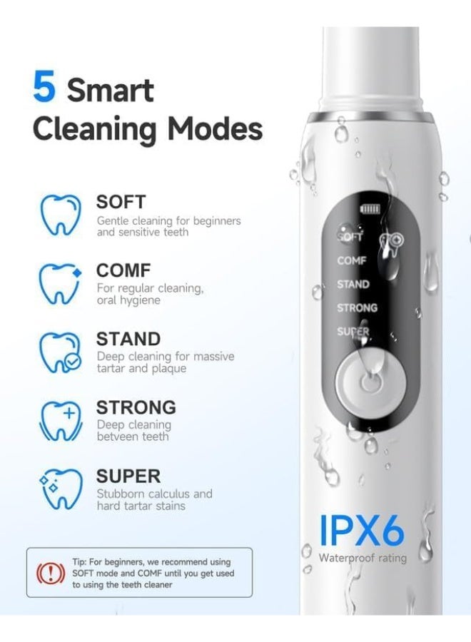 7000 Plaque Remover for Teeth, Tartar Remover for Teeth, Dental Calculus Remover, Teeth Cleaning Kit 5 Speed Modes with 3 Replaceable Heads, with LED Light. - Image 3