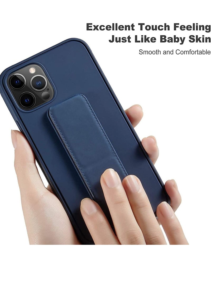 Case Compatible with iPhone 15 Pro Case Cover Magnetic Car Mount Kickstand & Holder, Premium Silicone Vertical & Horizontal Hand Strap and Grip with Multi Stand (Blue) - Image 2