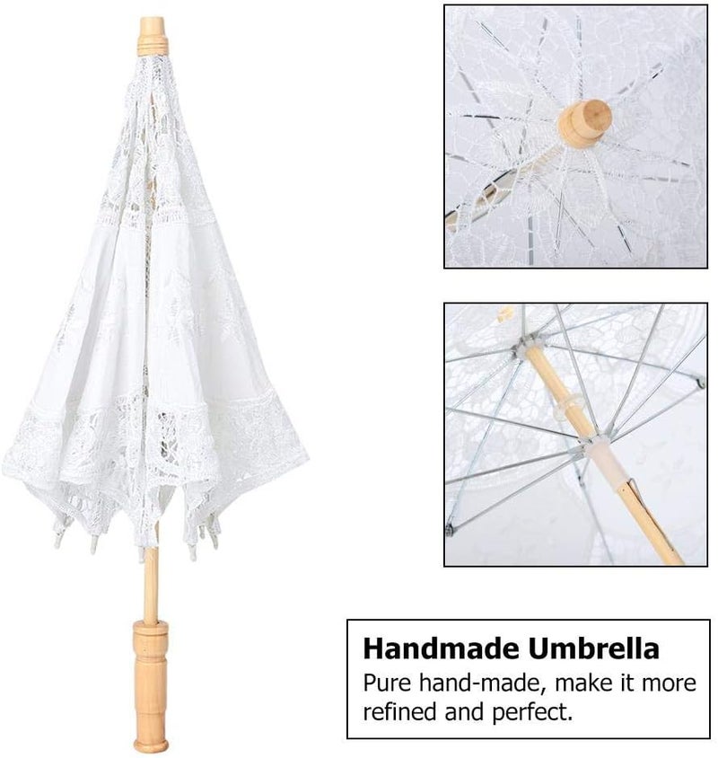 klarako Lace Umbrella, Romantic Lace Flower Umbrella, Suitable For Wedding Photography Stage Performances Etc To Use(#2) - Image 2