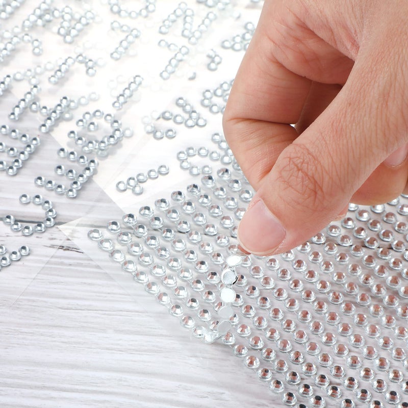 Blulu Rhinestone Letter Stickers for Graduation Cap Grad Cap Decorations Diamond Glitter Alphabet Number Stickers Stick on Small for Scrapbooking Fabric Handicraft Art Supplies(Silver) - Image 2