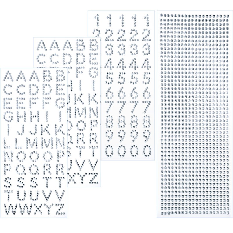 Blulu Rhinestone Letter Stickers for Graduation Cap Grad Cap Decorations Diamond Glitter Alphabet Number Stickers Stick on Small for Scrapbooking Fabric Handicraft Art Supplies(Silver) - Image 1
