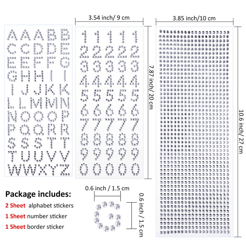 Blulu Rhinestone Letter Stickers for Graduation Cap Grad Cap Decorations Diamond Glitter Alphabet Number Stickers Stick on Small for Scrapbooking Fabric Handicraft Art Supplies(Silver) - Image 3