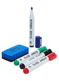 Maxi MAXI 2 Sided dry-wipe Whiteboard A4,assorted colours + 4pc whiteboard Colour Markers, Child Safe Non-Toxic Inks+ 1pc dry wipe Eraser  - Image 2