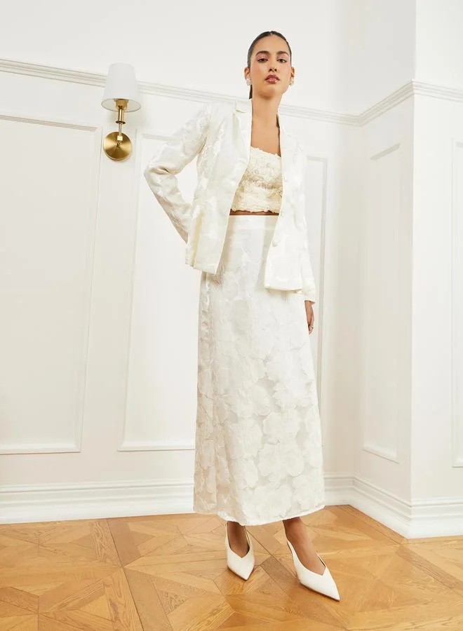 Cream Jacquard Maxi Skirt