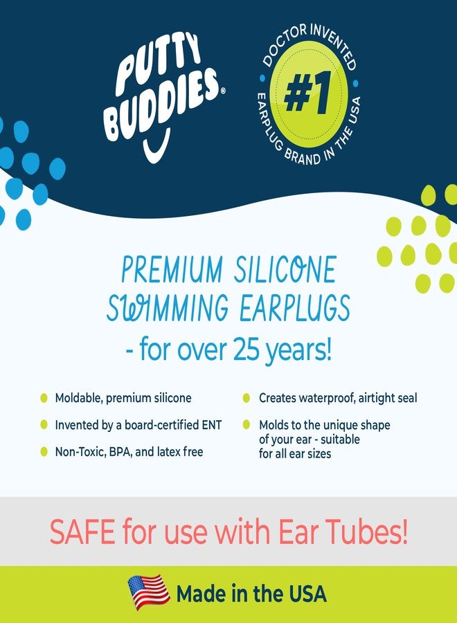 Putty Buddies Earvolution Original Putty Buddies Ear Plugs for Swimming - Invented by an Ear Physician - Moldable, Premium Silicone Ear Plugs - One Size - Waterproof - Made in the USA - 3 pack - Purple/Teal/Magenta - Image 3
