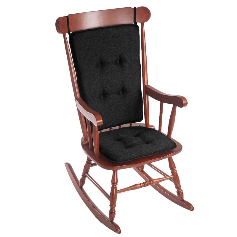 Klear Vu Embrace Rocking Chair Cushions for Living Room, Nursery, or Home Office, Tufted and Non-Slip Pads, 2 Piece Set, Seat 16"x15" and Seat Back 24"x17", Black - Image 1