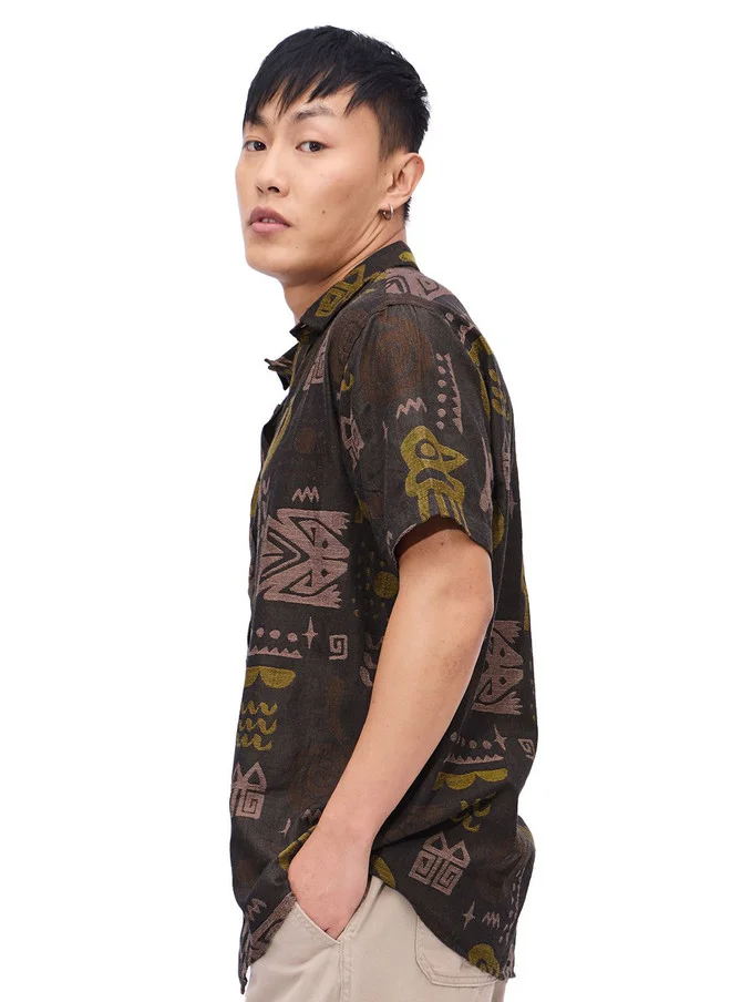 The Souled Store  The Souled Store Men Indie Terrain Printed Multicolor Regular Fit Textured Shirt  | Best Price UAE