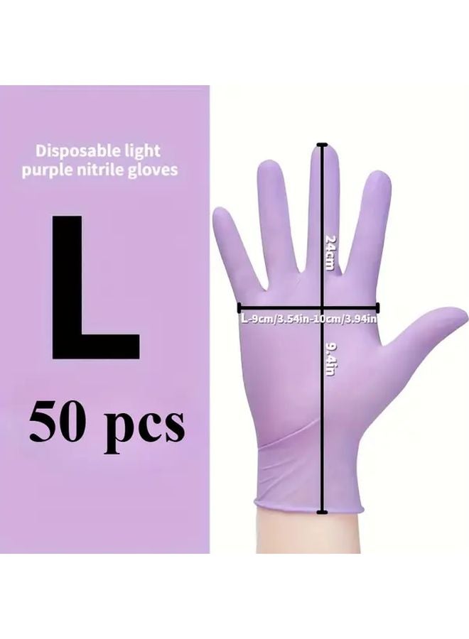 50 PCS Ume Purple Nitrile Gloves High Elasticity Waterproof Non Slip Disposable Household Cleaning - Image 1