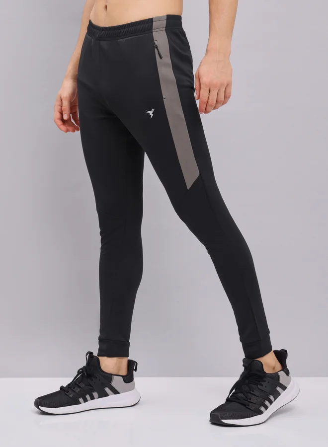 Technosport Technosport Men Black Melange Slim Fit Track Pants
