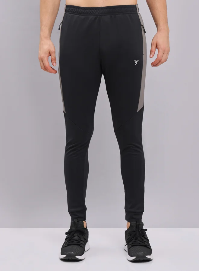 Technosport Technosport Men Black Melange Slim Fit Track Pants