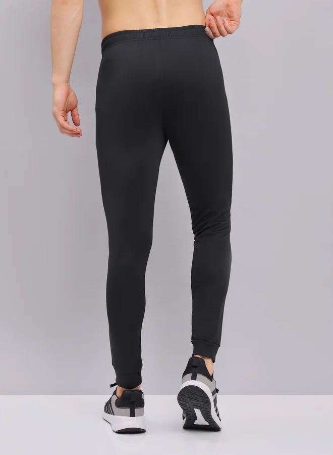 Technosport Technosport Men Black Melange Slim Fit Track Pants
