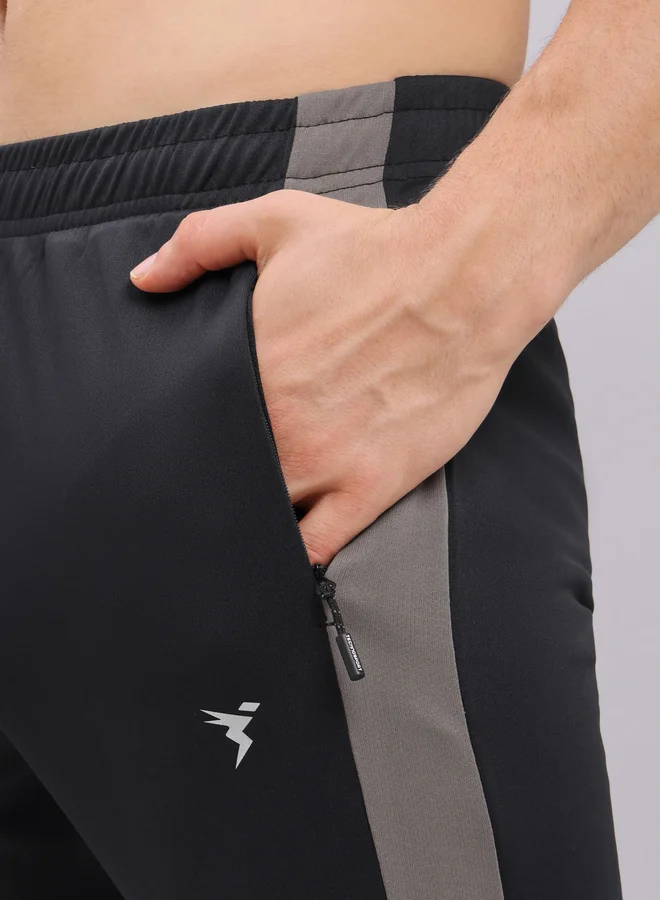 Technosport Technosport Men Black Melange Slim Fit Track Pants