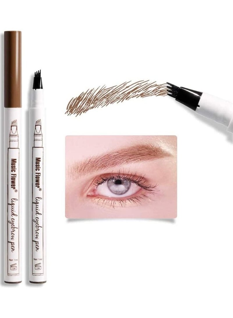 Music Flower Liquid Eyebrow Pen,Tattoo 4 tips Fine Sketch, Microblade pen for eyebrows, Waterproof Long lasting Natural Brows Looking Black - Image 1