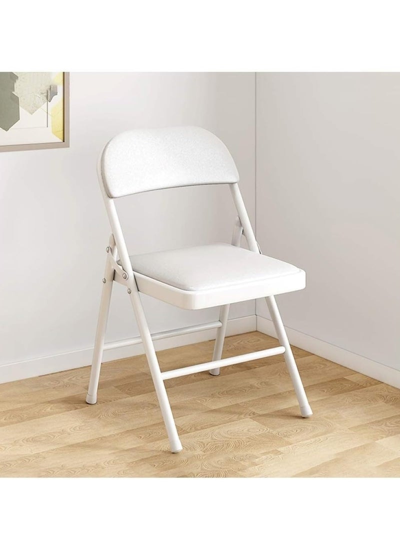 Huitich - White-Leg Folding Chair with White Leather Seat and Backrest 78cm Height, 42cm Depth, 40cm Width - Image 1