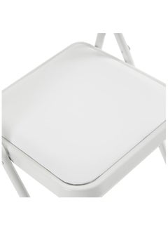 Huitich White-Leg Folding Chair with White Leather Seat and Backrest 78cm Height, 42cm Depth, 40cm Width  - Image 5