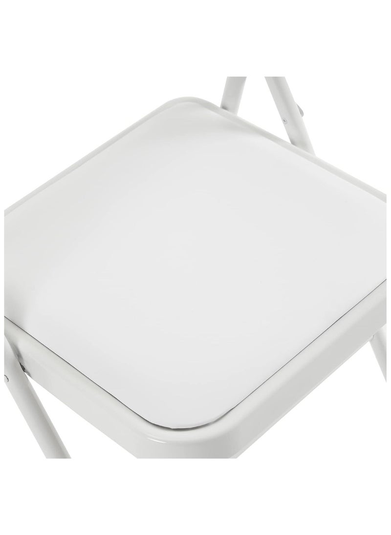 Huitich - White-Leg Folding Chair with White Leather Seat and Backrest 78cm Height, 42cm Depth, 40cm Width - Image 1