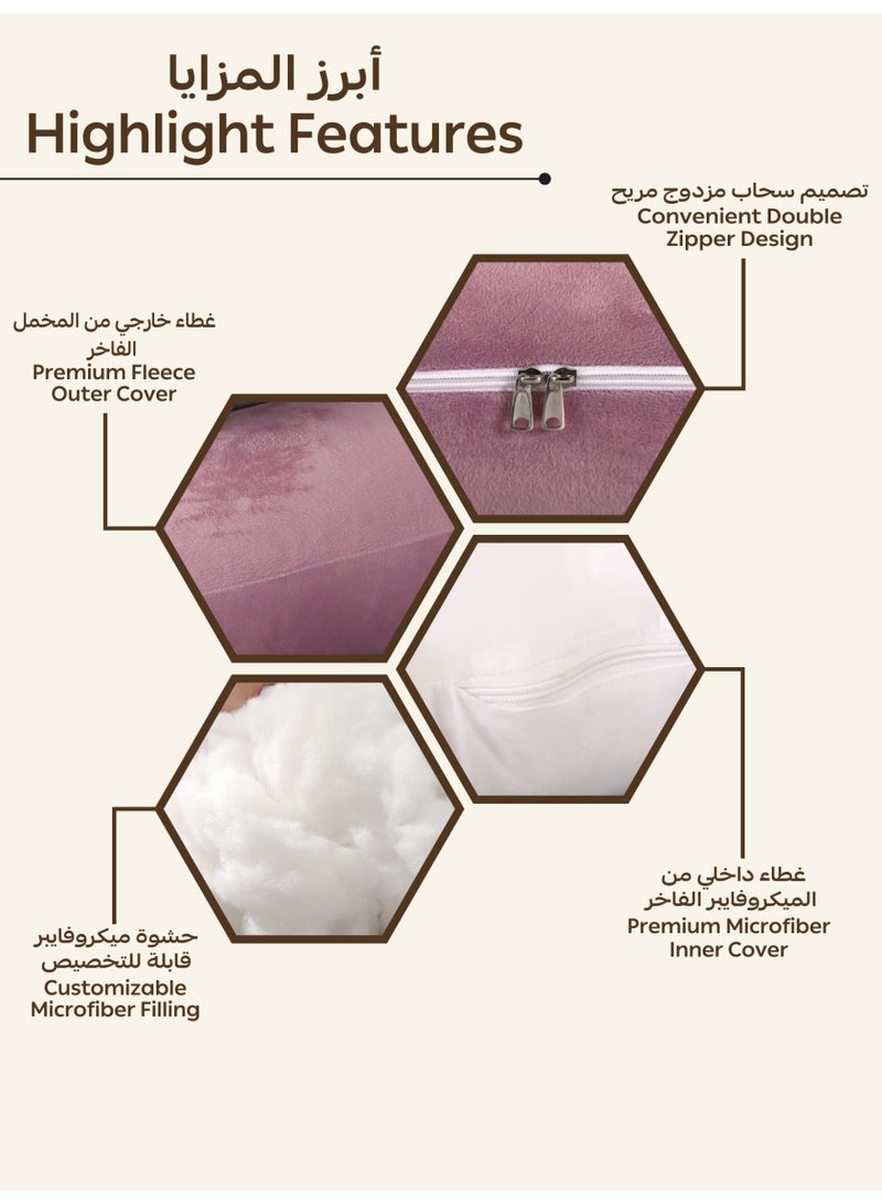 Donetella G-Shape Pregnancy Pillow – 180 cm Full Body Maternity Support Pillow with Removable Washable Velvet Cover – Support for Back, Legs, Belly & Hips – Blush - Image 4