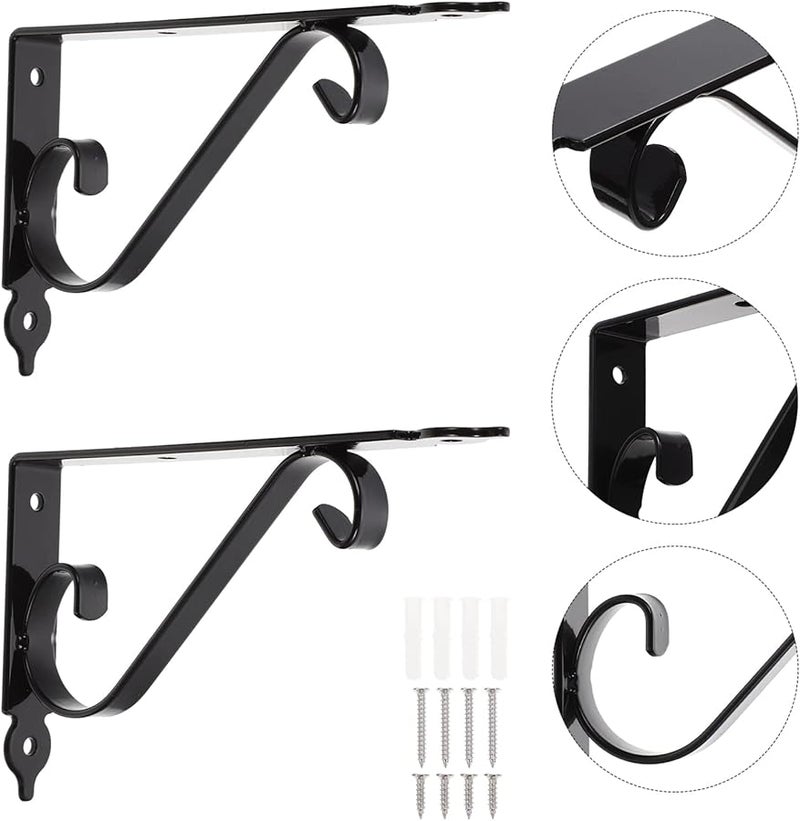 Jojofuny Heavy Duty Iron Shelf Brackets 2 Sets 20X12 6X2 5CM Wall Mounted Corner Brackets For Home Garage Kitchen - Image 4