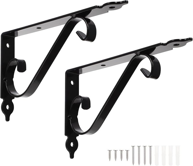 Jojofuny Heavy Duty Iron Shelf Brackets 2 Sets 20X12 6X2 5CM Wall Mounted Corner Brackets For Home Garage Kitchen - Image 2