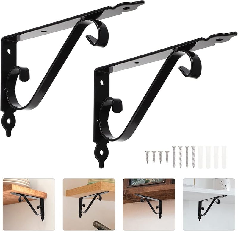 Jojofuny Heavy Duty Iron Shelf Brackets 2 Sets 20X12 6X2 5CM Wall Mounted Corner Brackets For Home Garage Kitchen - Image 5