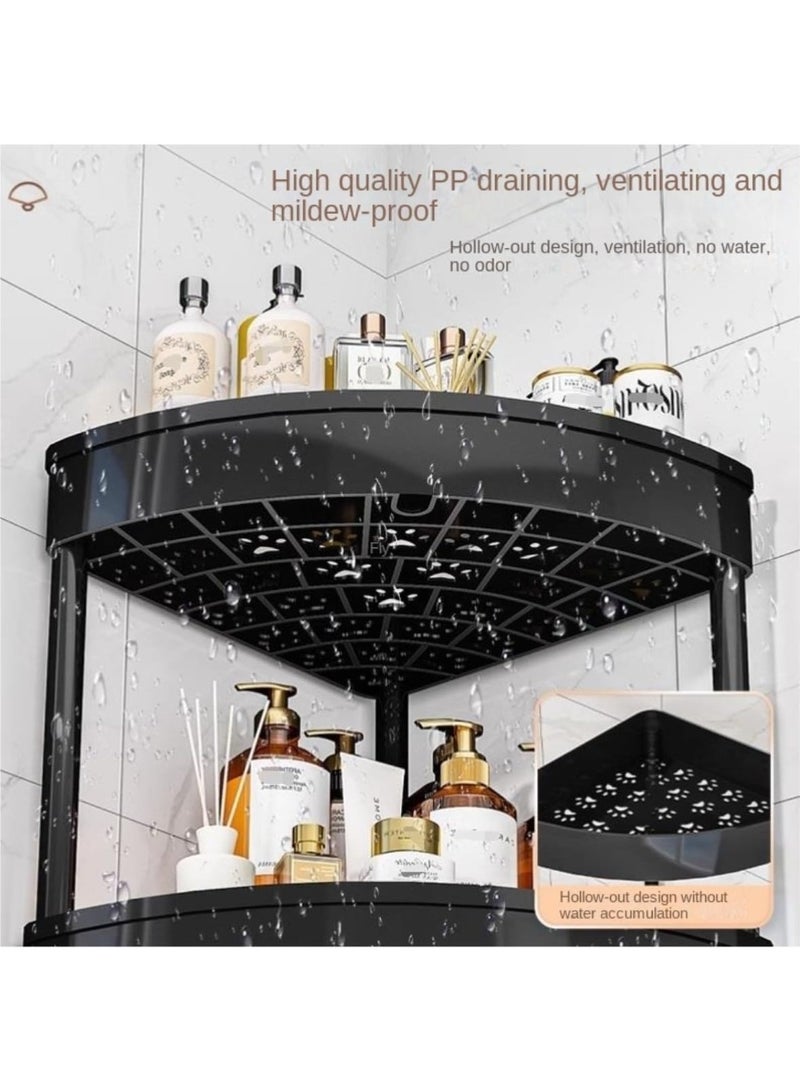 DIOTTI 4-Tier Corner Shower Caddy with Wheels, Plastic Bathroom Storage Shelf, Rustproof Corner Organizer Rack for Bathroom, Kitchen, Laundry (Black) - Image 3