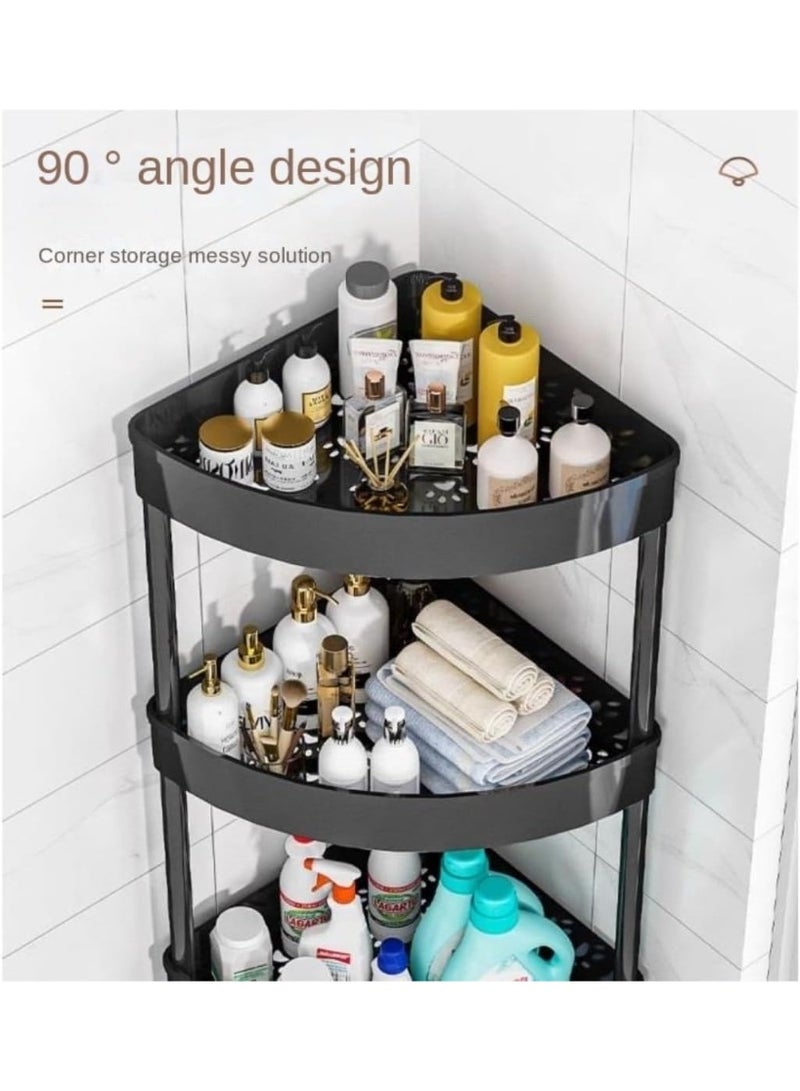 DIOTTI 4-Tier Corner Shower Caddy with Wheels, Plastic Bathroom Storage Shelf, Rustproof Corner Organizer Rack for Bathroom, Kitchen, Laundry (Black) - Image 4
