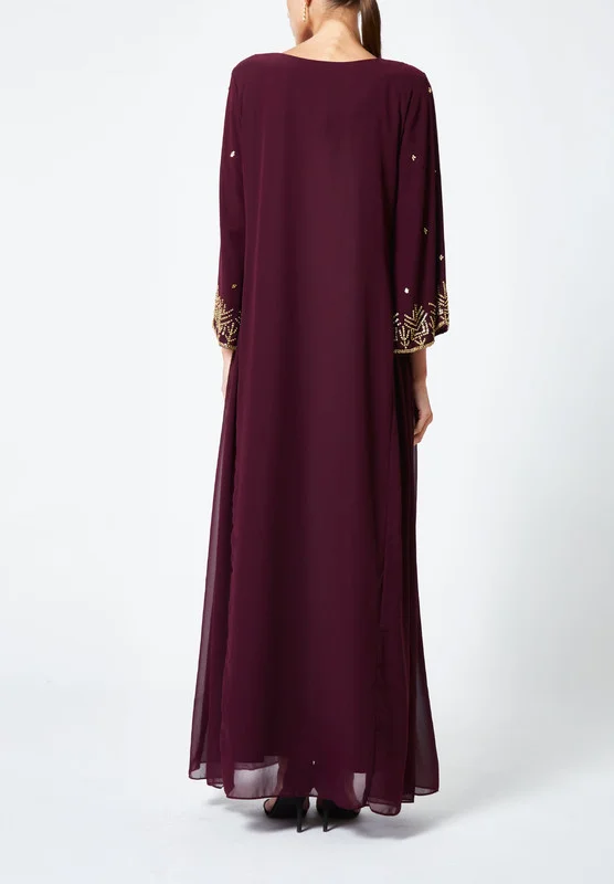Amri Traditional Embellished Jalabiya with Gathered Side Detail