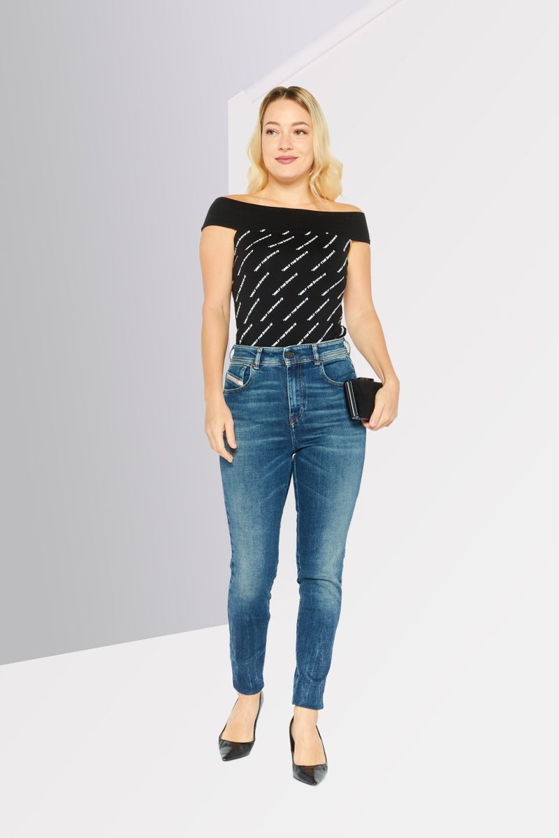 DIESEL Women Skinny Fit Washed Denim Jeans, Blue - Image 2