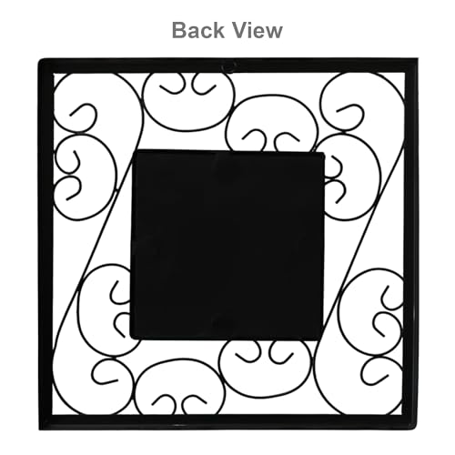 HOSLEY Decorative Modern Designer Square Wall Mirror| Iron Frame Square Wall Hanging Mirror| Wall Mounted Mirror Perfect for Living Room Bathroom Bedroom Hall Wall Decor (Black Pack of 2) - Image 4