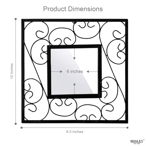 HOSLEY Decorative Modern Designer Square Wall Mirror| Iron Frame Square Wall Hanging Mirror| Wall Mounted Mirror Perfect for Living Room Bathroom Bedroom Hall Wall Decor (Black Pack of 2) - Image 3