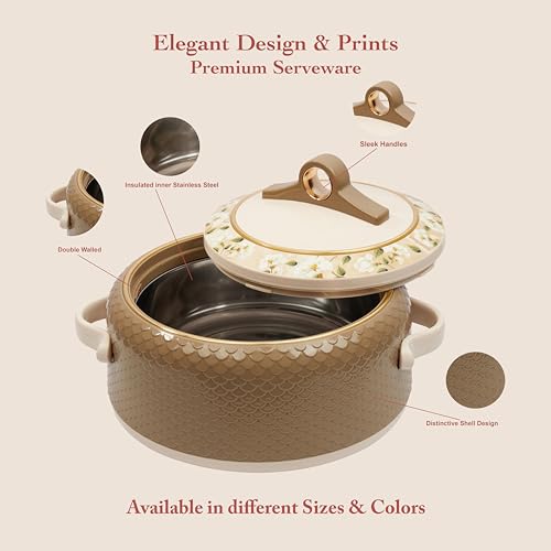 Nayasa Coral Insulated Inner Stainless Steel Casserole- 1500 ML | Serving Bowl with Lid | Hot Pot for Kitchen | Roti Box | Dark Brown - Image 2