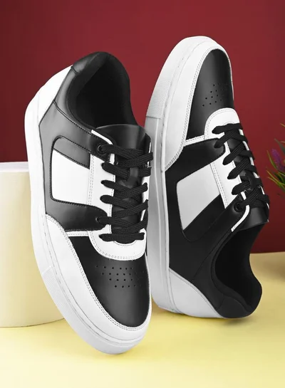 Styli Active Skateboard Color Block Lace Up Sneakers